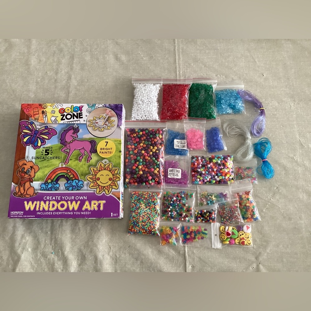 Color Zone Window Art Kit, Beads, plastic lacing